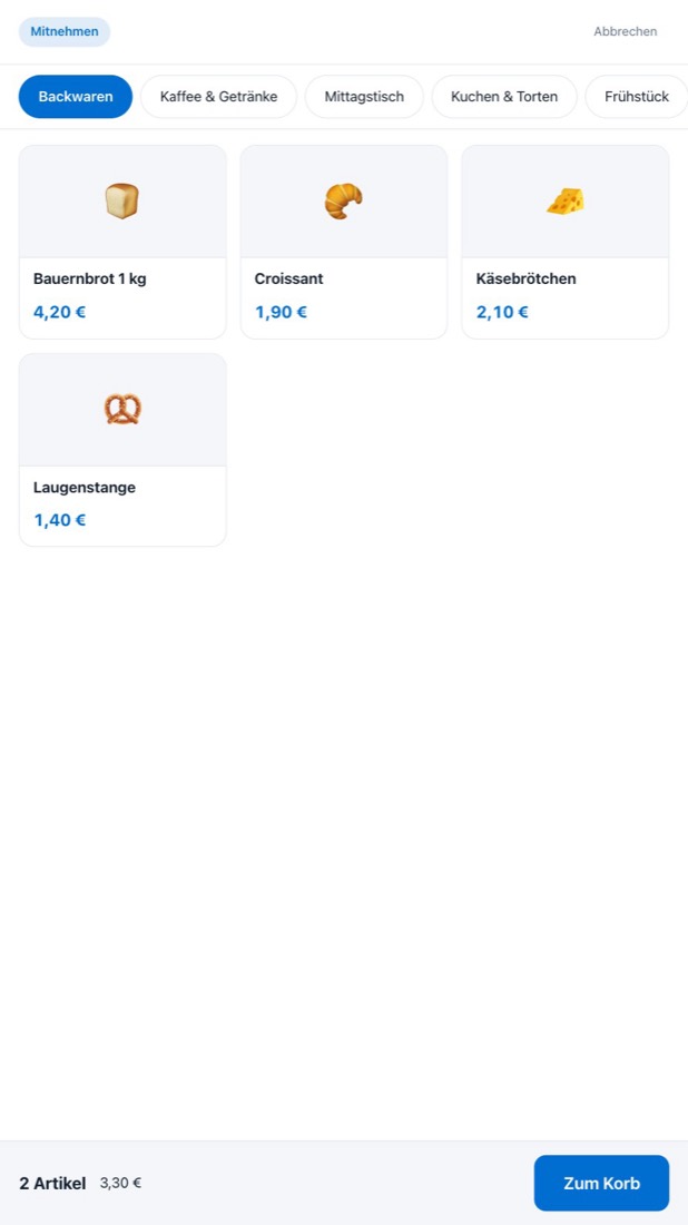 Das Bestellterminal von A'proPOS im Hochformat