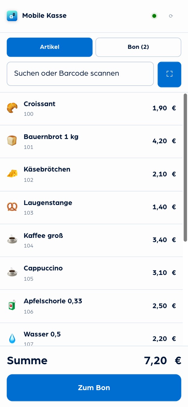 Die mobile Kasse von A'proPOS auf dem Telefon